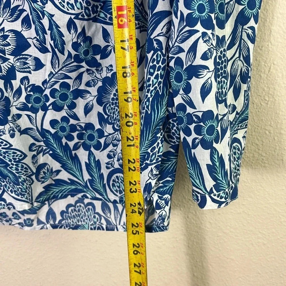 J. Crew Embroidered Long Sleeve Blouse 100% Cotton Blue Floral Top size S - Picture 8 of 10